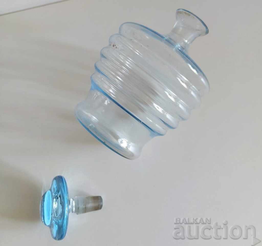 OLD GLASS CAFE BOTTLE TAPA BLUE GLASS - 5 OLD GLASS CAFE BOTTLE TAPA BLUE GLASS - 5