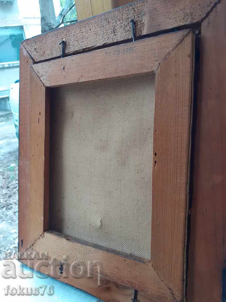 Old Bulgarian oil painting on canvas signed with a frame - 5 Old Bulgarian oil painting on canvas signed with a frame - 5