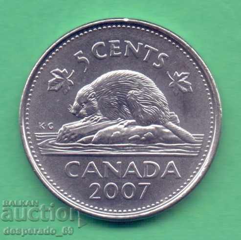(¯` '• .¸ 5 cent 2007 CANADA UNC • • • •)