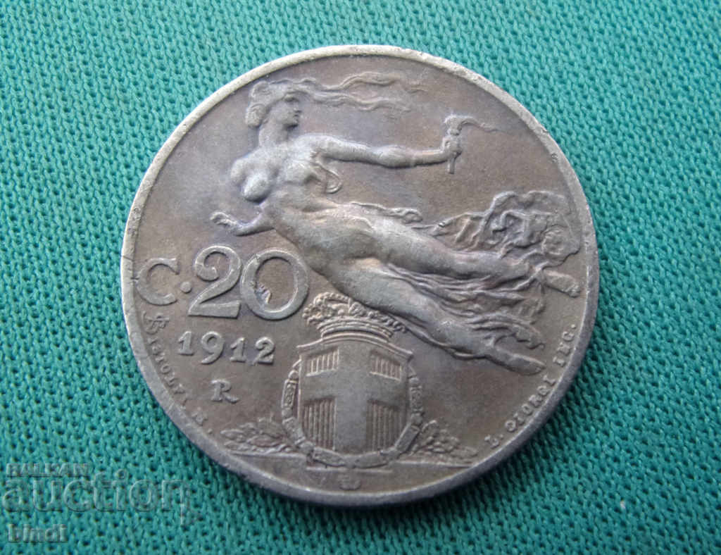 Italy 20 Centesimi 1912 R Rare