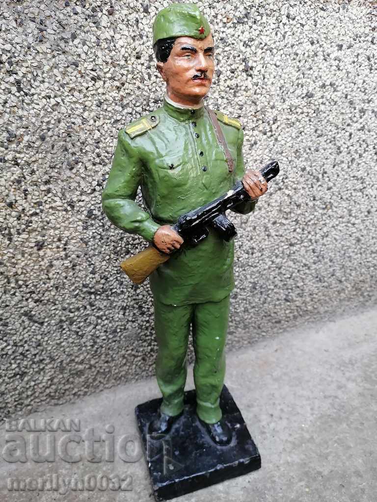 Sculpture Sergeant with Spagen socialist realism People's Republic of Bulgaria BNA