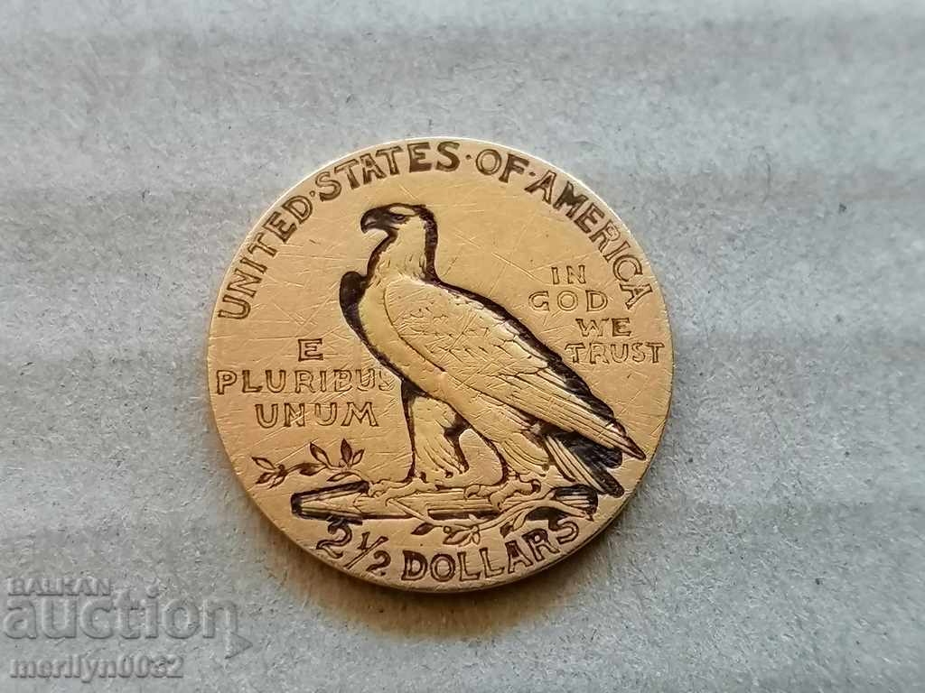 Moneda de aur 2.1/2 1915 SUA 21.6K 900/1000