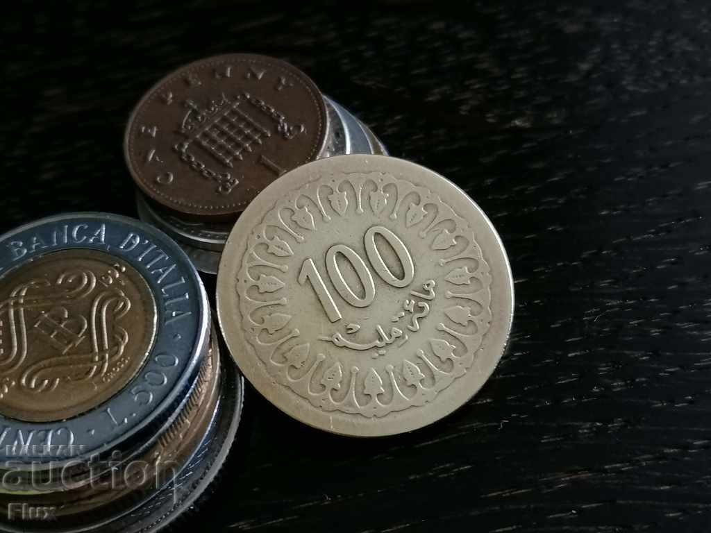 Νόμισμα - Τυνησία - 100 μίλια 1960