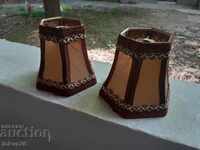 Two old leather lanterns lampshades lamps 1