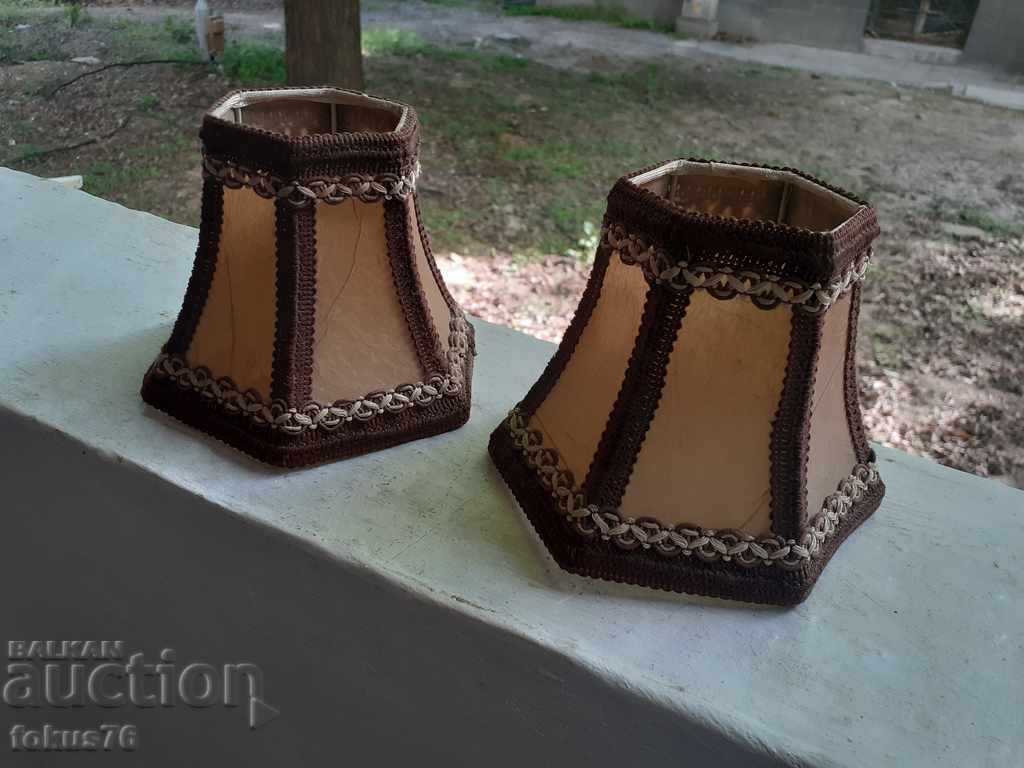 Two old leather lanterns lampshades lamps 2