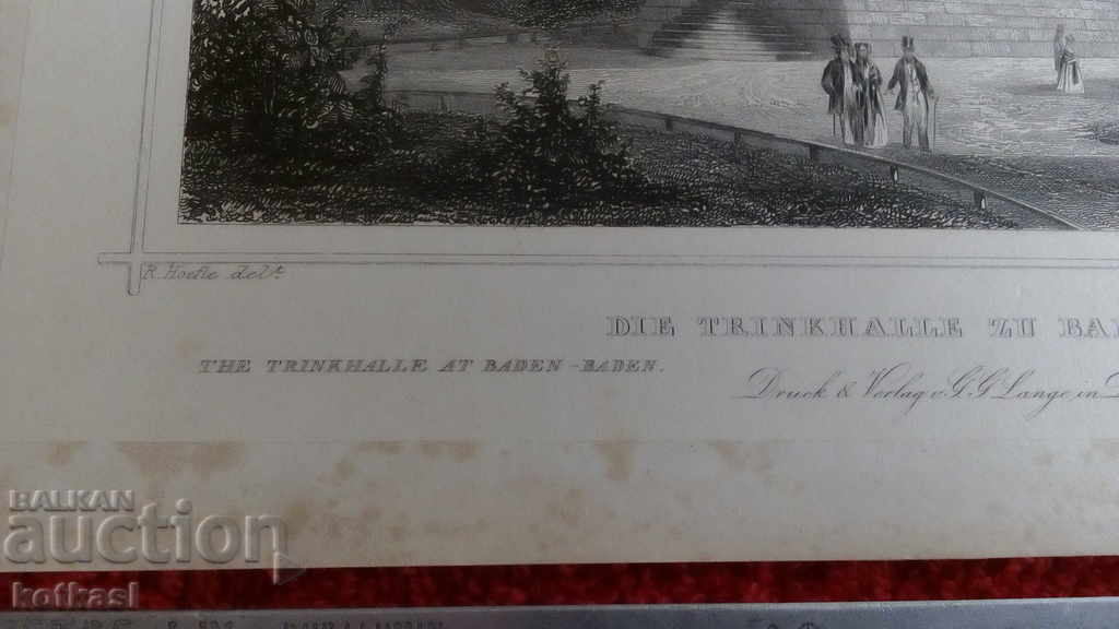 Licitație Gravura veche litografie grafică Clădire Aristocrați