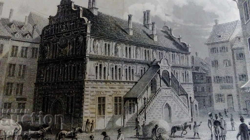 Old engraving lithograph graphic City Properties Street - 5 Old engraving lithograph graphic City Properties Street - 5