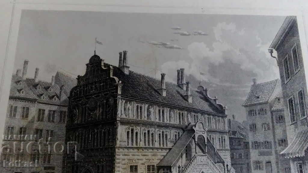 Old engraving lithograph graphic City Properties Street - 6 Old engraving lithograph graphic City Properties Street - 6