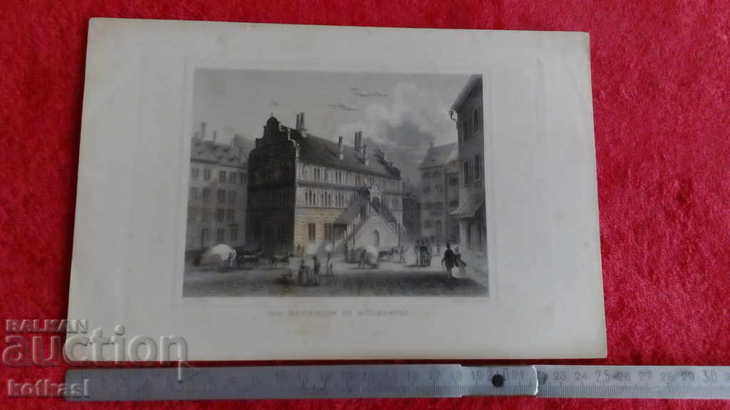Old engraving lithograph graphic City Properties Street Old engraving lithograph graphic City Properties Street