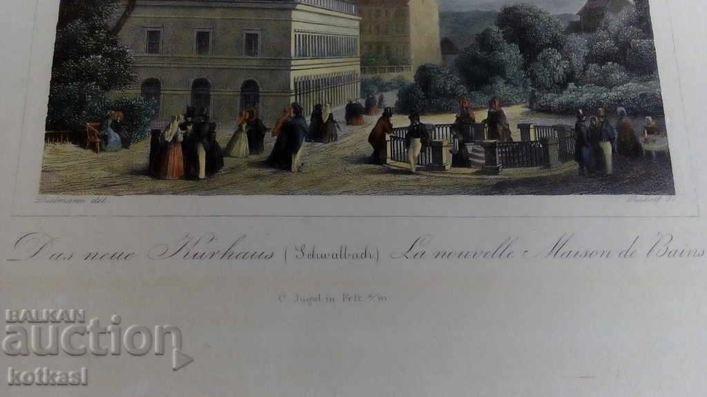 Licitație Gravura veche litografie grafică Building Estate Aristocrats