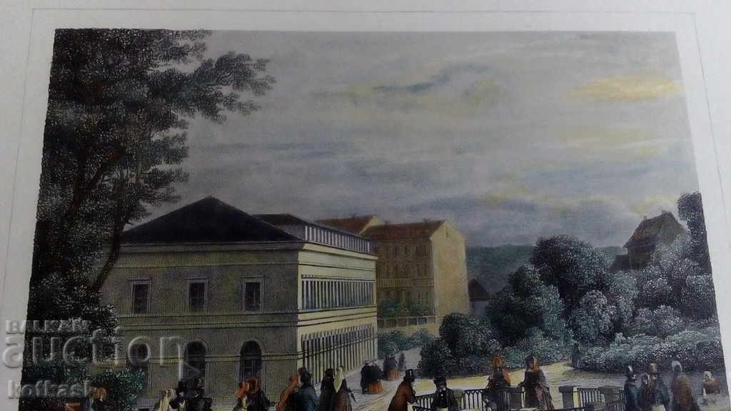 Gravura veche litografie grafică Building Estate Aristocrats - 5