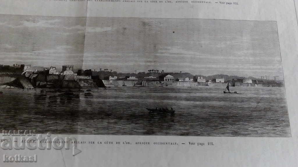 Licitație Gravura veche litografie grafică Fortress Island