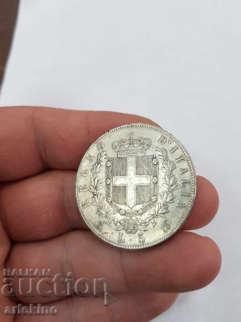 Auction Rare silver Italian coin 5 pounds 1872 Auction Rare silver Italian coin 5 pounds 1872