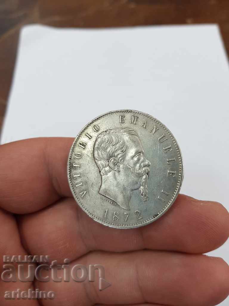 Delivery of Rare silver Italian coin 5 pounds 1872 Delivery of Rare silver Italian coin 5 pounds 1872