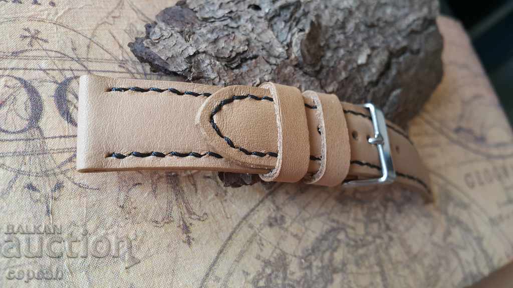 Auction Leather watch strap 22mm Genuine leather by hand 723 Auction Leather watch strap 22mm Genuine leather by hand 723