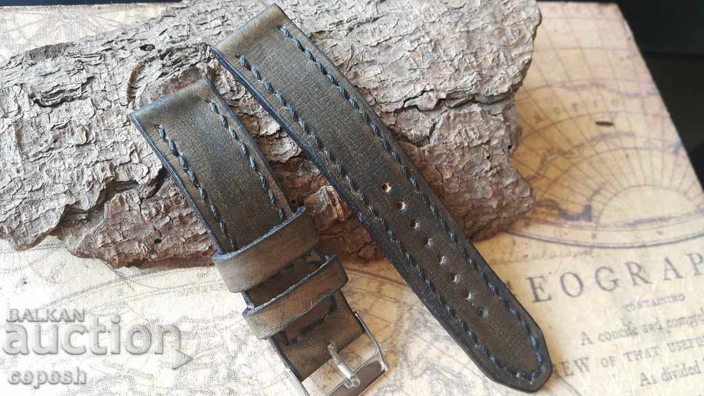 Leather strap 20 mm Genuine leather handmade 722