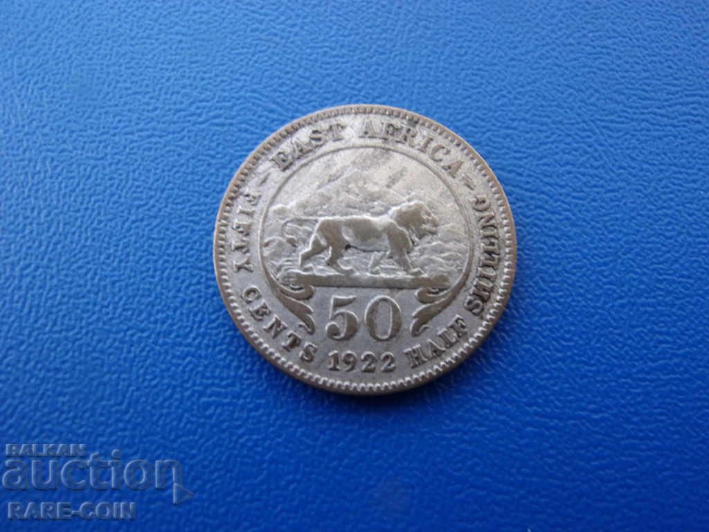 X (61)  Източна Африка  50  Цента  1922  Сребро  Rare