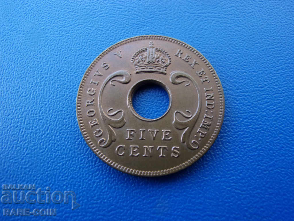 X (65)  Източна Африка  5  Цента  1922  Rare с цена € 6.14 | 12.01 лв.