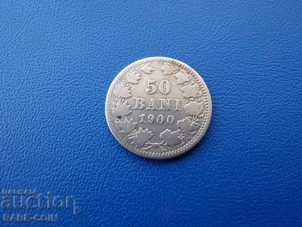 X (71)  Румъния  50  Бани  1900  Сребро Rare