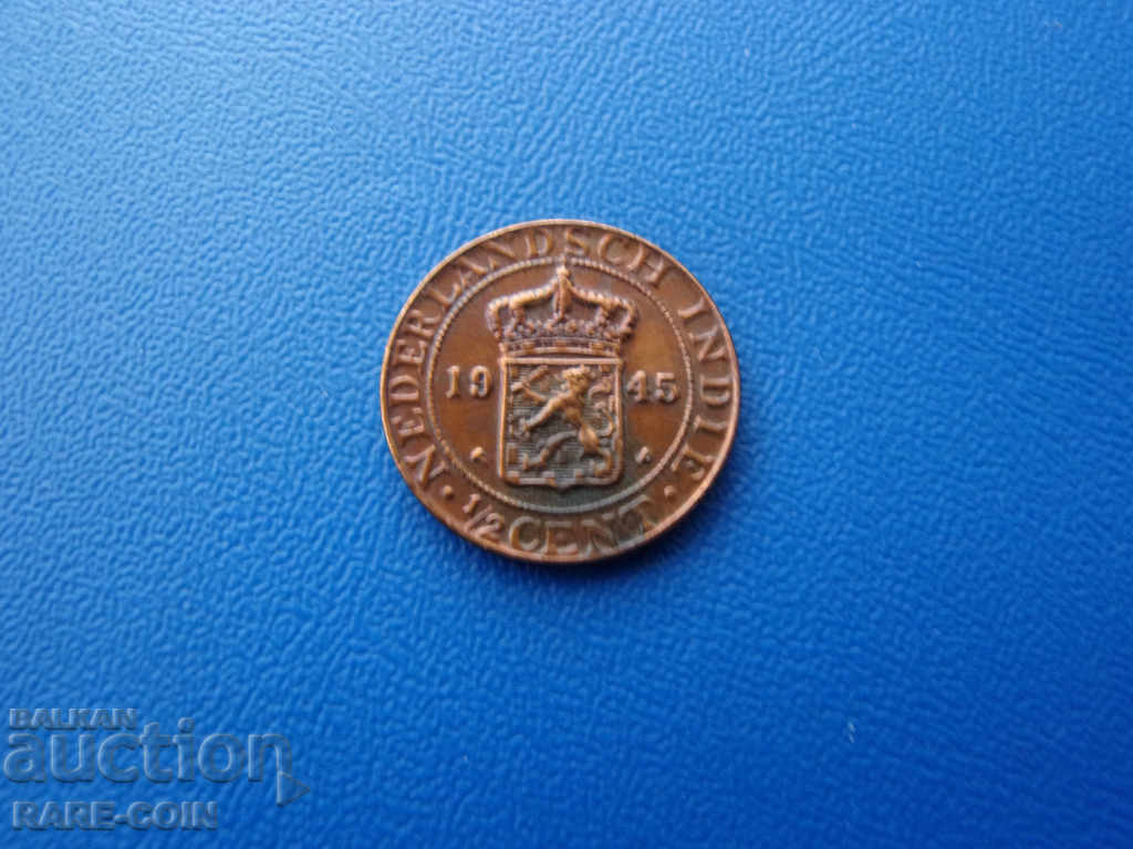 X (72) Dutch India ½ Cent 1945 Rare