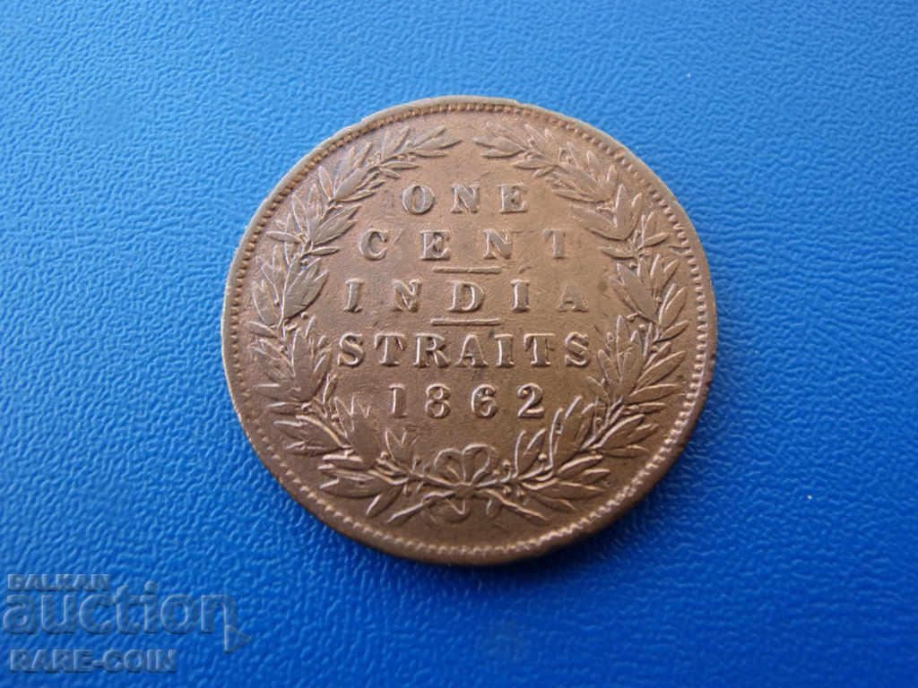 X (93) Straight Settlement 1 Cent 1862 Σπάνιες