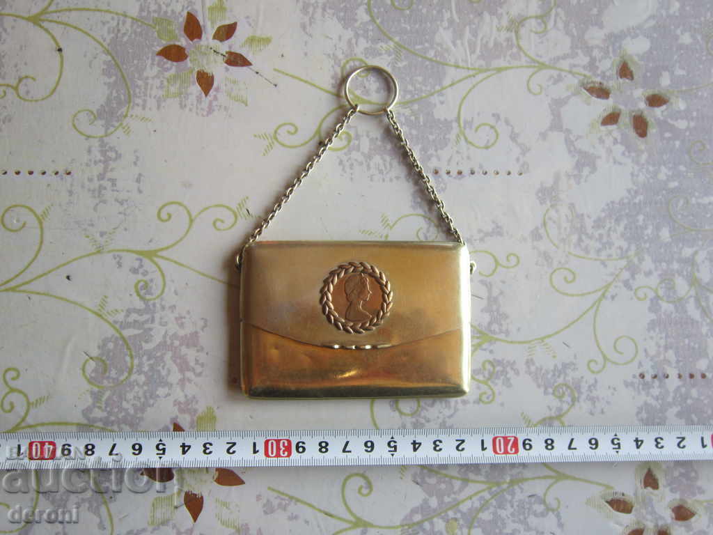 Уникална позлатена  сребърна чантичка портмоне