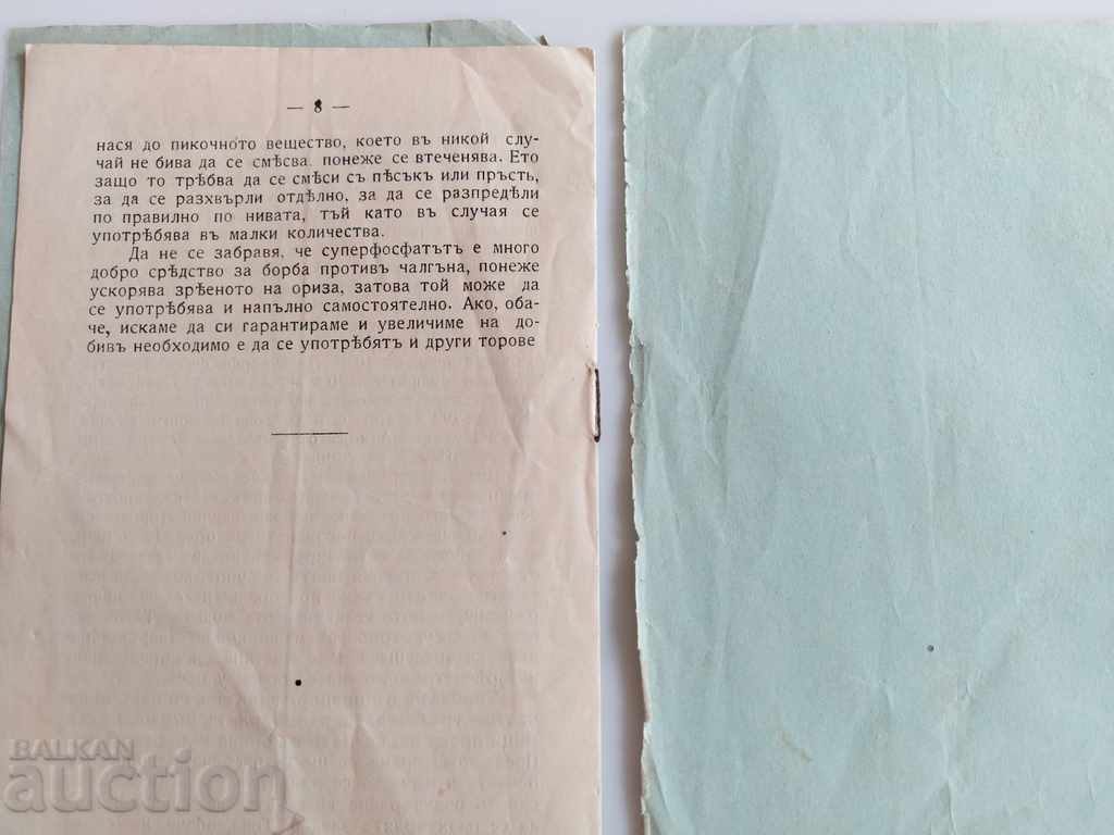 1929 RICE FERTILIZATION RICE FERTILIZER FERTILIZATION KINGDOM OF BULGARIA - 5 1929 RICE FERTILIZATION RICE FERTILIZER FERTILIZATION KINGDOM OF BULGARIA - 5