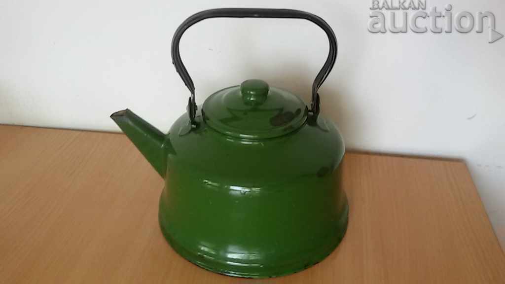 Delivery of large retro vintage enameled teapot 50s