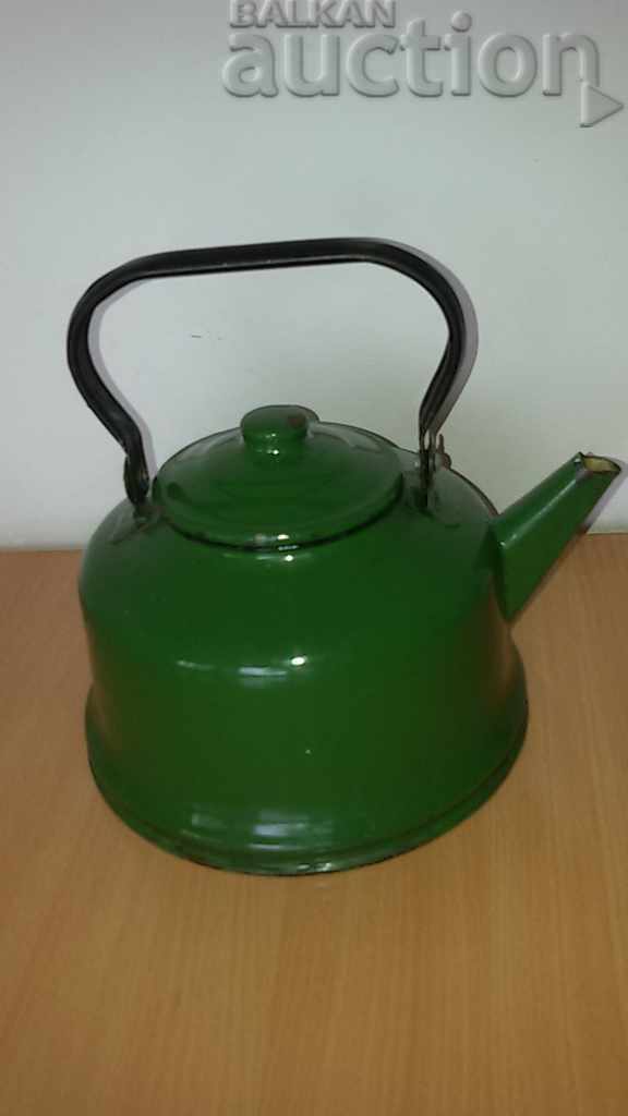 large retro vintage enameled teapot 50s
