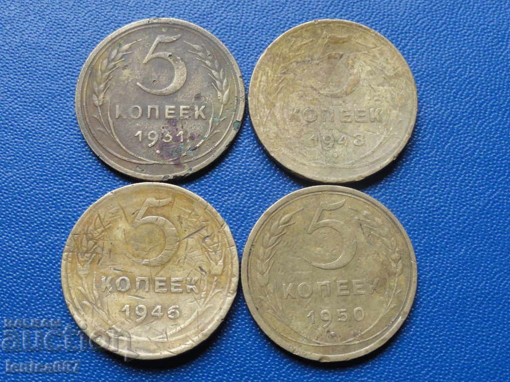 Russia (USSR) 1931-50 - 5 kopecks (4 pieces) - 5