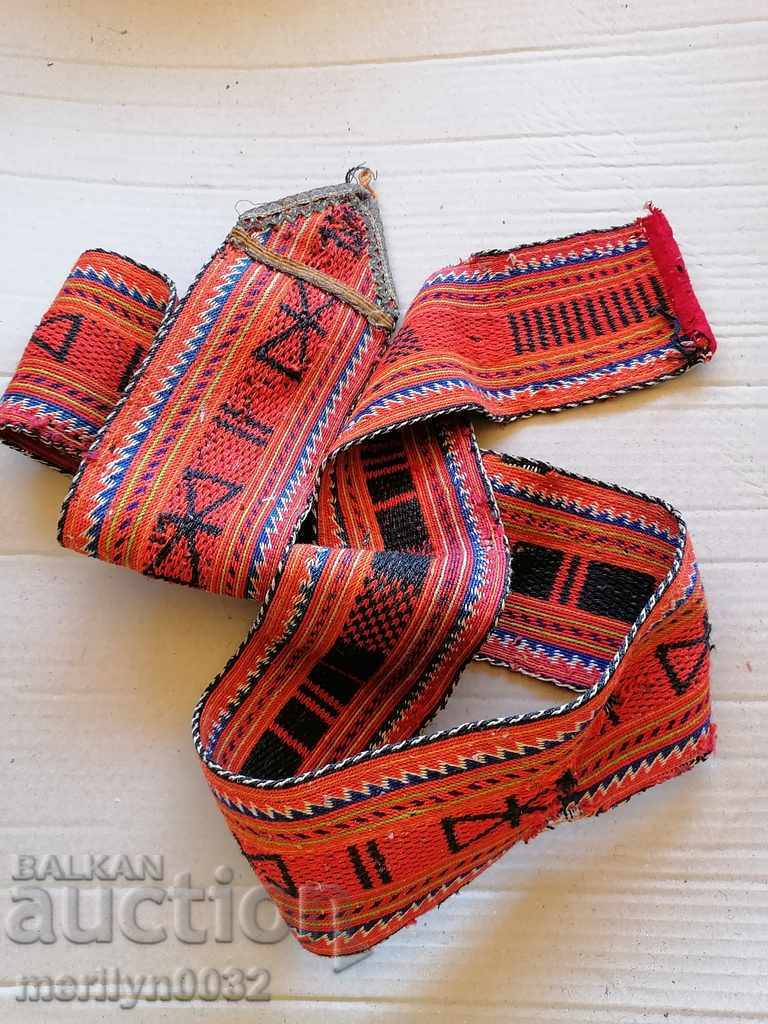 Old hand-knitted belt sash belt costume - 5