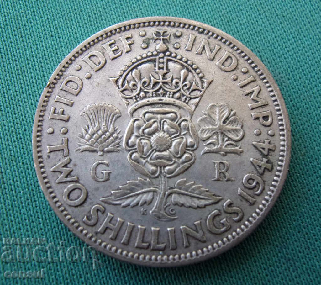 Англия  2  Шилинга  1944  Сребро Rare