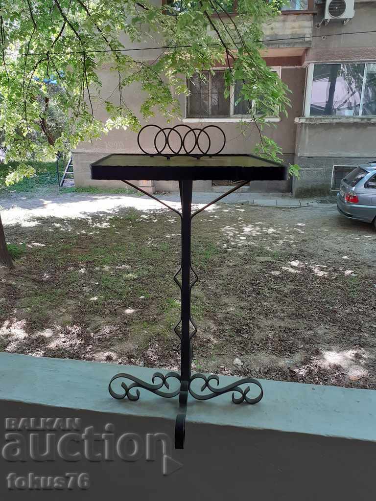 Auction Old wrought iron telephone table Auction Old wrought iron telephone table