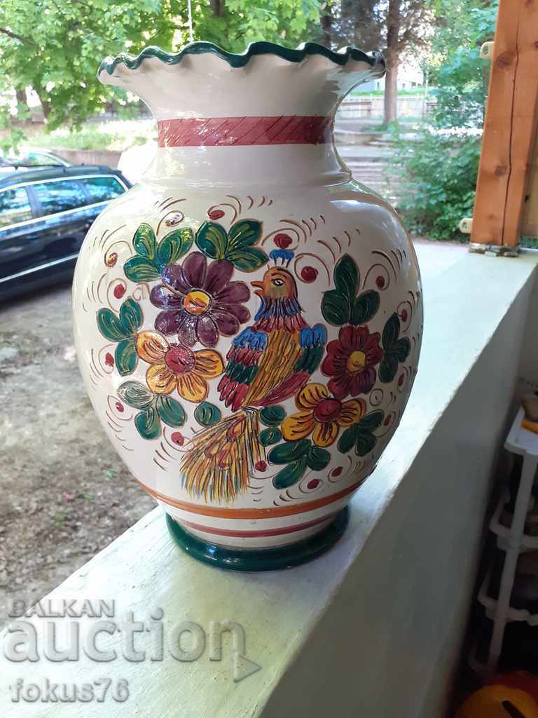 Very beautiful old hand-painted ceramic vase - Italy
