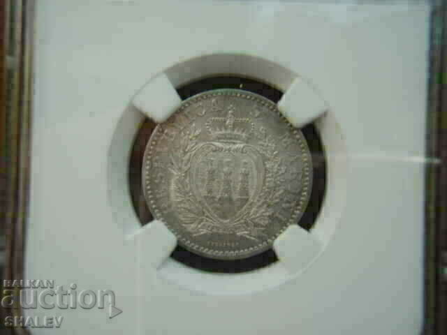 Παράδοση 1 Λίρα 1898 Σαν Μαρίνο - NGC MS63!
