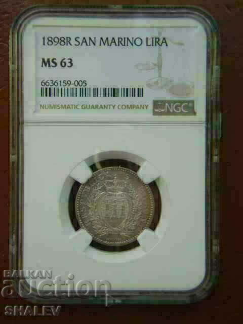 1 liră 1898 San Marino - NGC MS63! - 6
