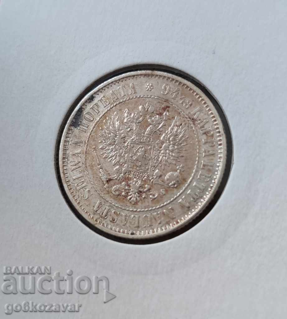 Аукцион Финландия ( Русия) 1 марка 1874г Сребро!