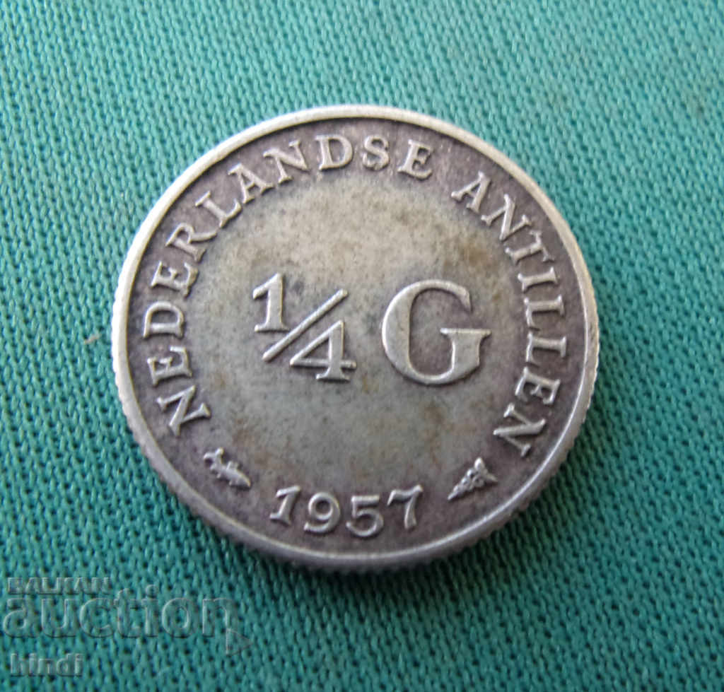Antilele Olandeze ¼ Florin 1957 Argint Rar
