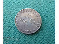 Netherlands Antilles 1/10 Guilder 1959 Silver Rare