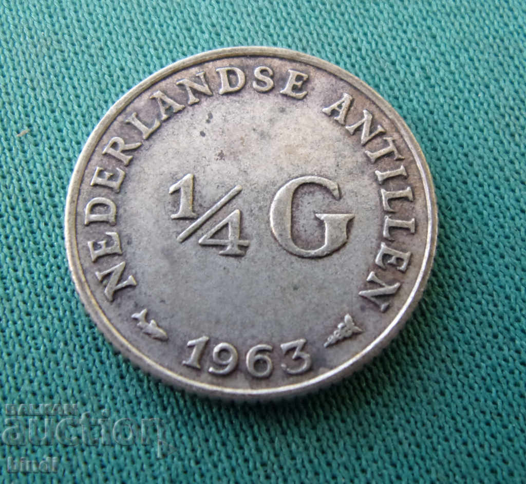 Antilele Olandeze ¼ Florin 1963 Rare de argint