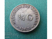 Antilele Olandeze ¼ Florin 1963 Rare de argint