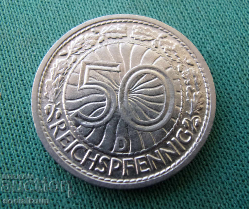 Weimar 50 Pfennig 1928 D Σπάνιες με τιμή € 3.58 | 7.00 BGN