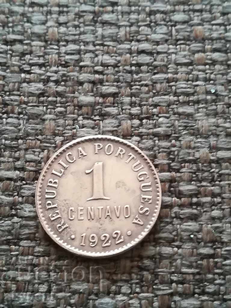 1 cent 1922 Portugalia