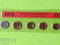 Set of exchange coins / pfennigs / Germany 1978 "D" Proof