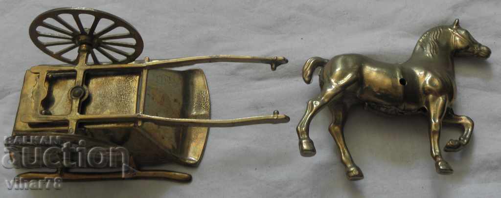 Auction OLD BRONZE FIGURE STATUETTE A HORSE WITH A CHARIOT Auction OLD BRONZE FIGURE STATUETTE A HORSE WITH A CHARIOT