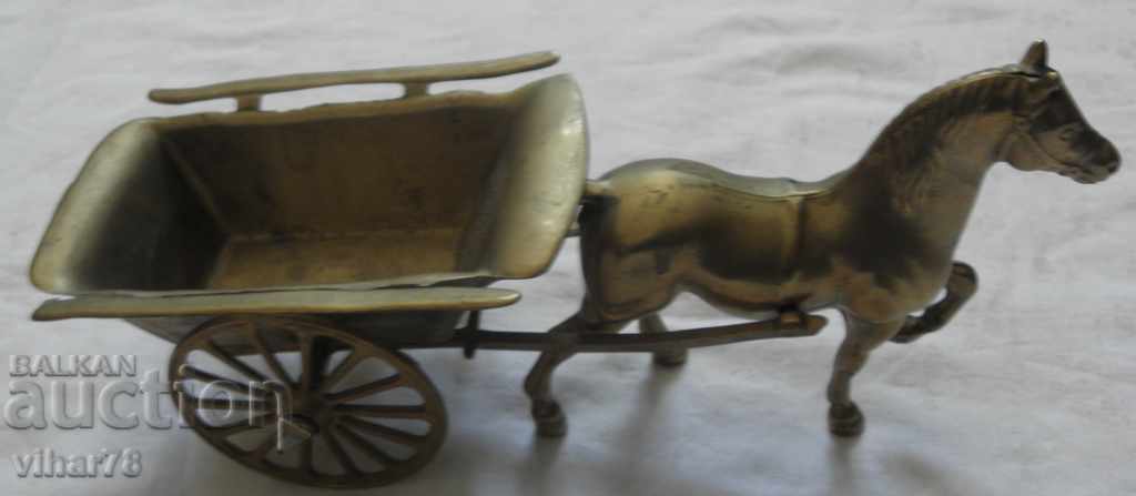 OLD BRONZE FIGURE STATUETTE A HORSE WITH A CHARIOT - 5 OLD BRONZE FIGURE STATUETTE A HORSE WITH A CHARIOT - 5