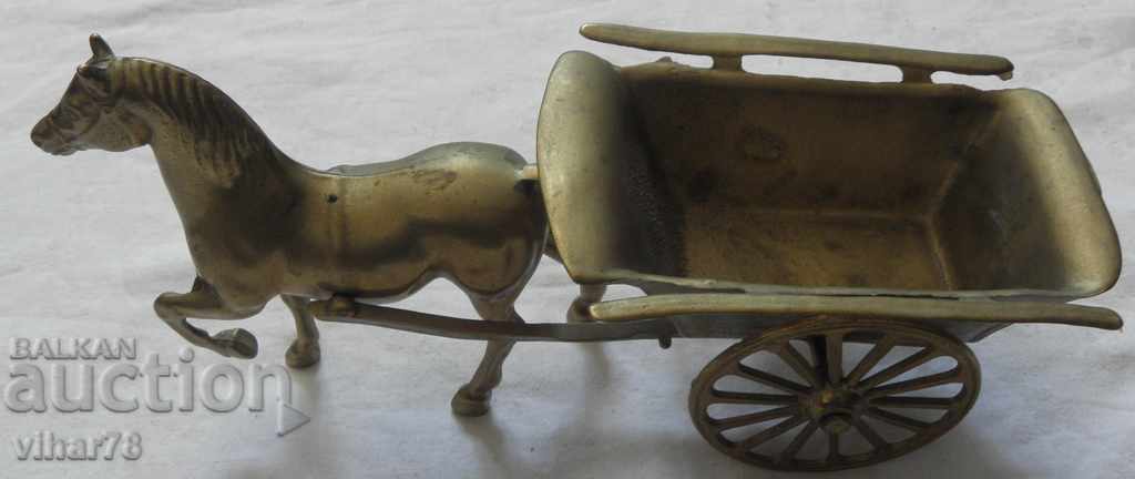 OLD BRONZE FIGURE STATUETTE A HORSE WITH A CHARIOT - 6 OLD BRONZE FIGURE STATUETTE A HORSE WITH A CHARIOT - 6