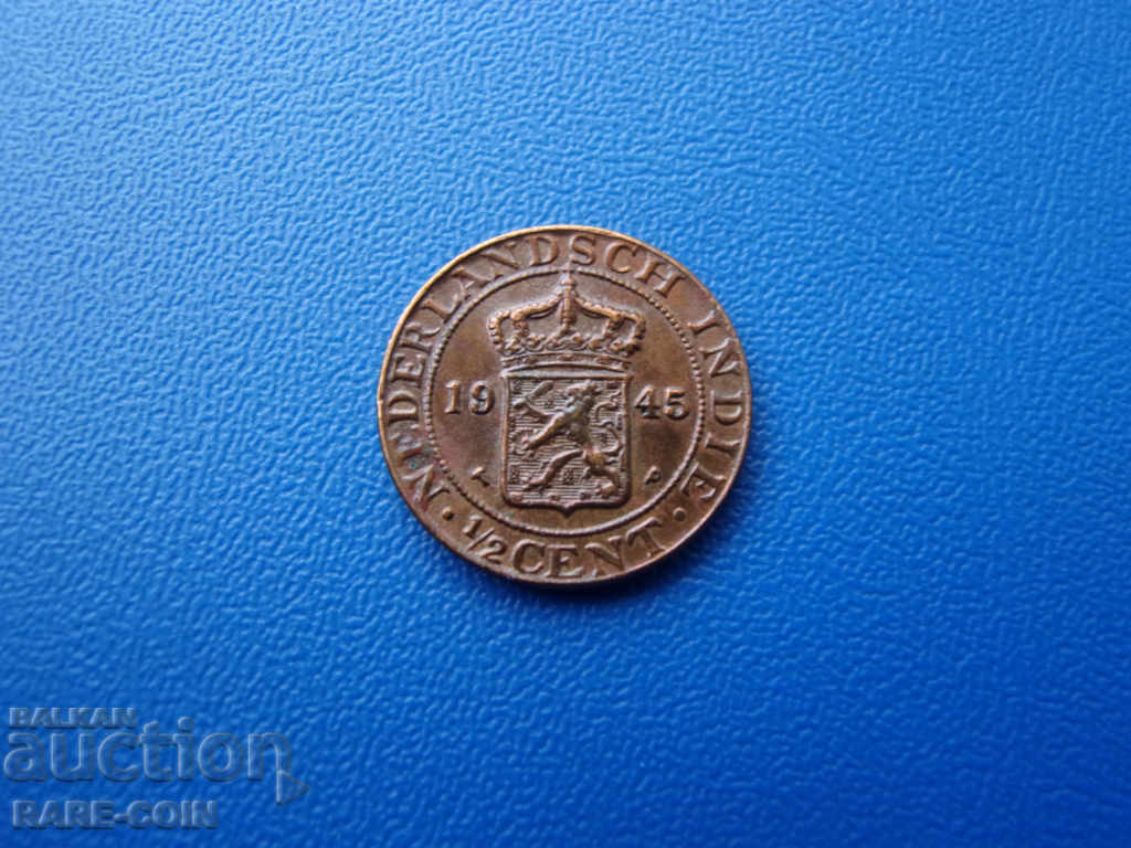 RS (26) India olandeză ½ Cent 1945 Rare