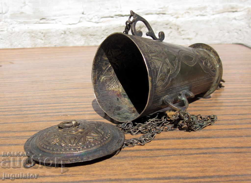 antique Bulgarian Renaissance homemade silver oil lamp - 6 antique Bulgarian Renaissance homemade silver oil lamp - 6