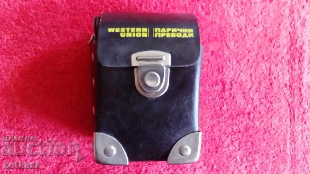 Παλιό δερμάτινο πορτοφόλι εταιρικής τσάντας OBBanka WUNION